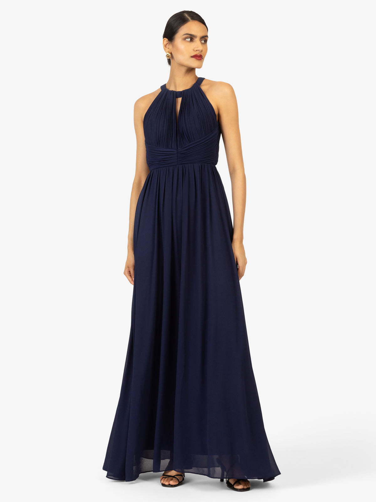 KRAIMOD Abendkleid mit Schlitz im Brustbereich | navy