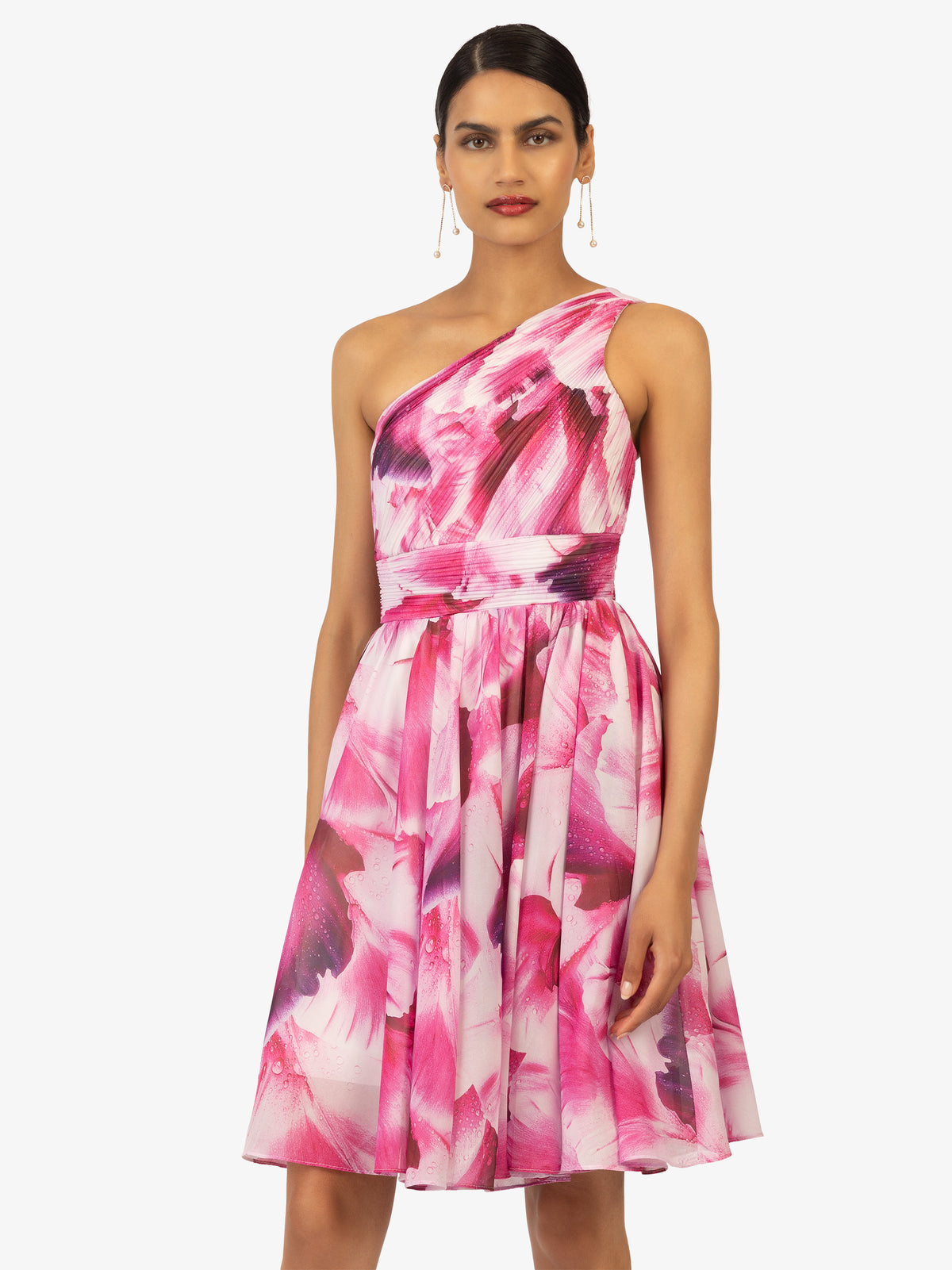 KRAIMOD Cocktailkleid mit Blumendruck | pink-weiss