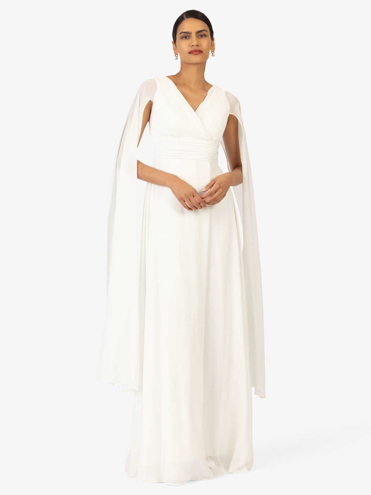 KRAIMOD Abendkleid mit Capeärmel | weiss
