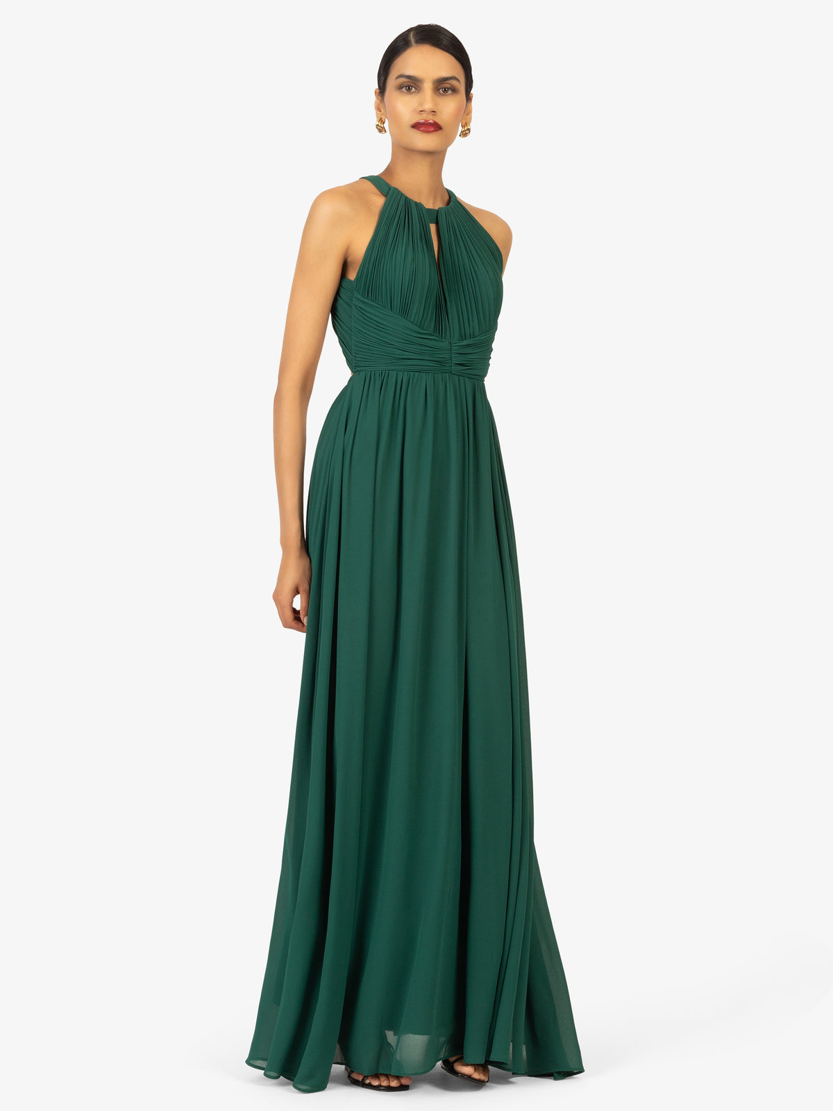 KRAIMOD Abendkleid mit Schlitz im Brustbereich | dunkelgrün