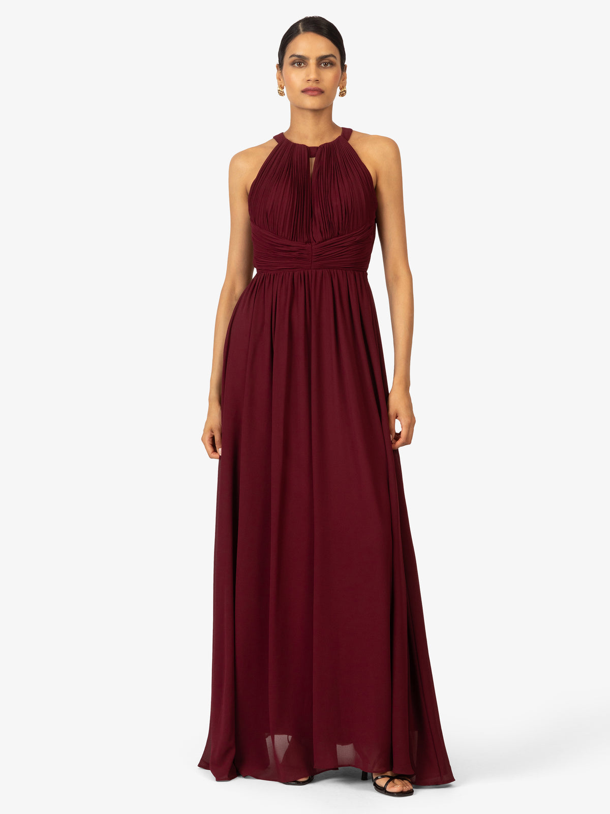 KRAIMOD Abendkleid mit Schlitz im Brustbereich | bordeaux