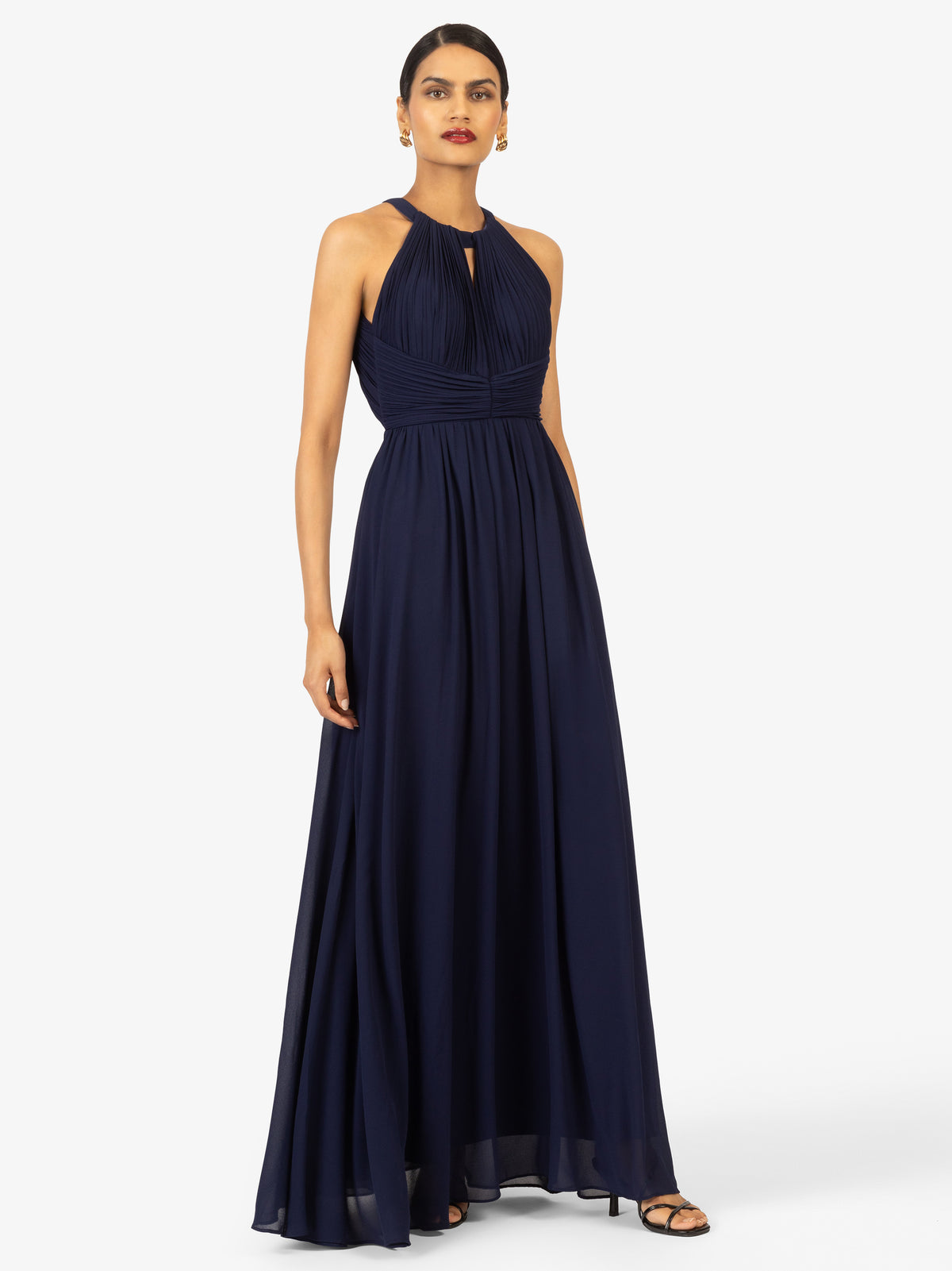 KRAIMOD Abendkleid mit Schlitz im Brustbereich | navy