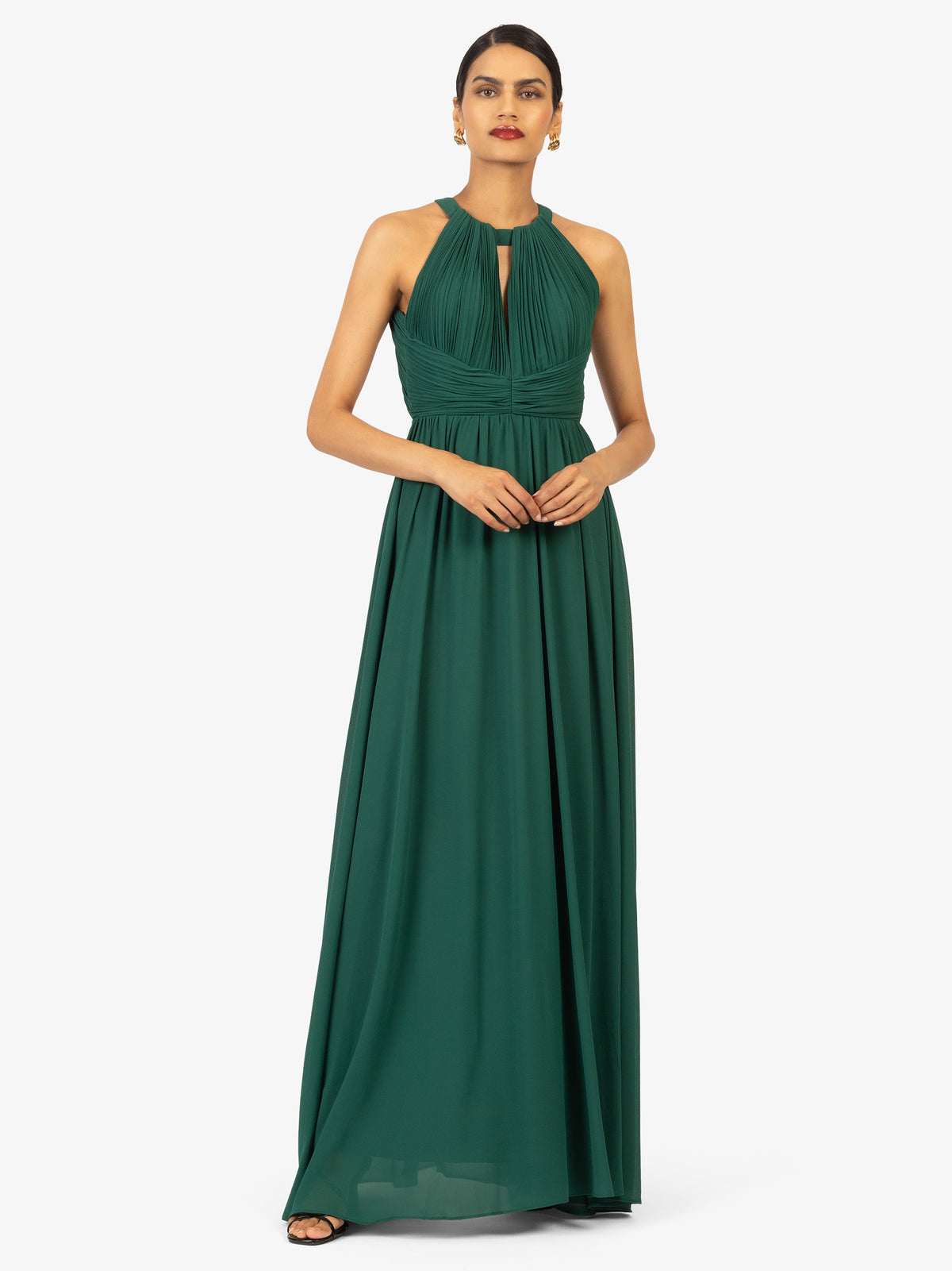 KRAIMOD Abendkleid mit Schlitz im Brustbereich | dunkelgrün