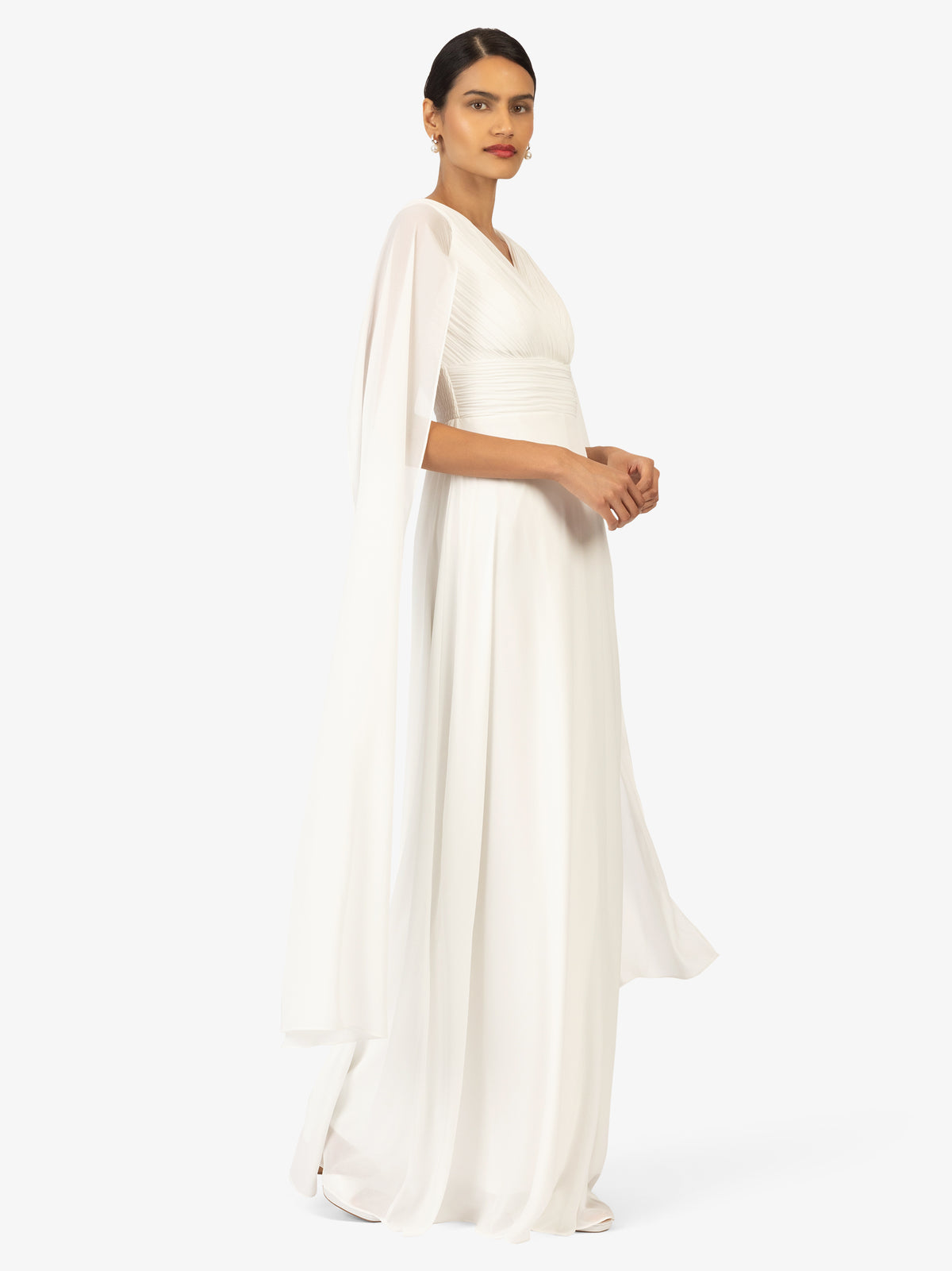 KRAIMOD Abendkleid mit Capeärmel | weiss