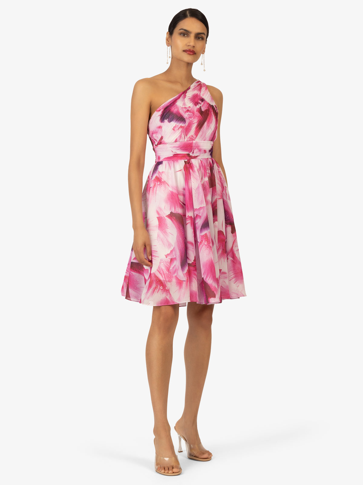 KRAIMOD Cocktailkleid mit Blumendruck | pink-weiss