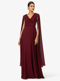 KRAIMOD Abendkleid mit Capeärmel | bordeaux