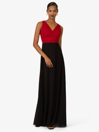 KRAIMOD Abendkleid im Zwei-Farben-Design | schwarz-kirsche