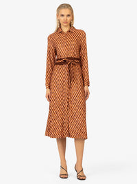 KRAIMOD Kleid mit geometrischem Muster | braun-nude