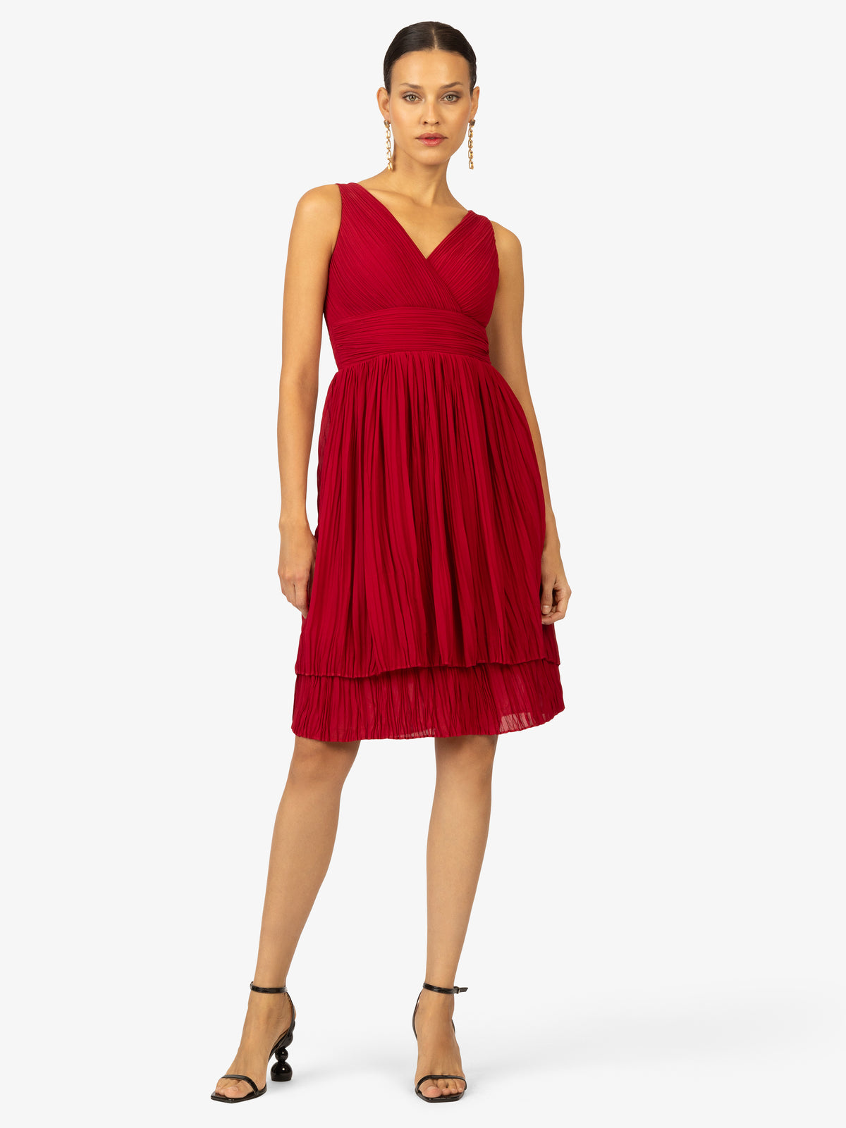 KRAIMOD Cocktailkleid mit V-Ausschintt | cherry