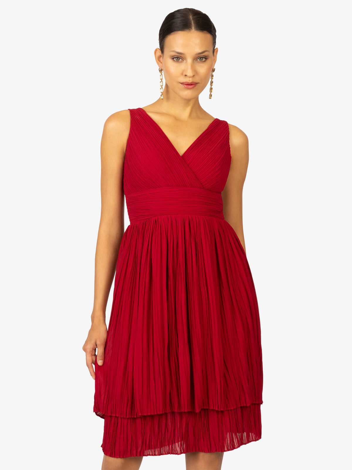 KRAIMOD Cocktailkleid mit V-Ausschintt | cherry