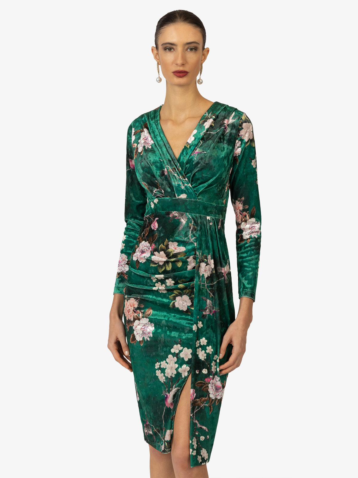 KRAIMOD Cocktailkleid in elegantem Design | grün-weiss