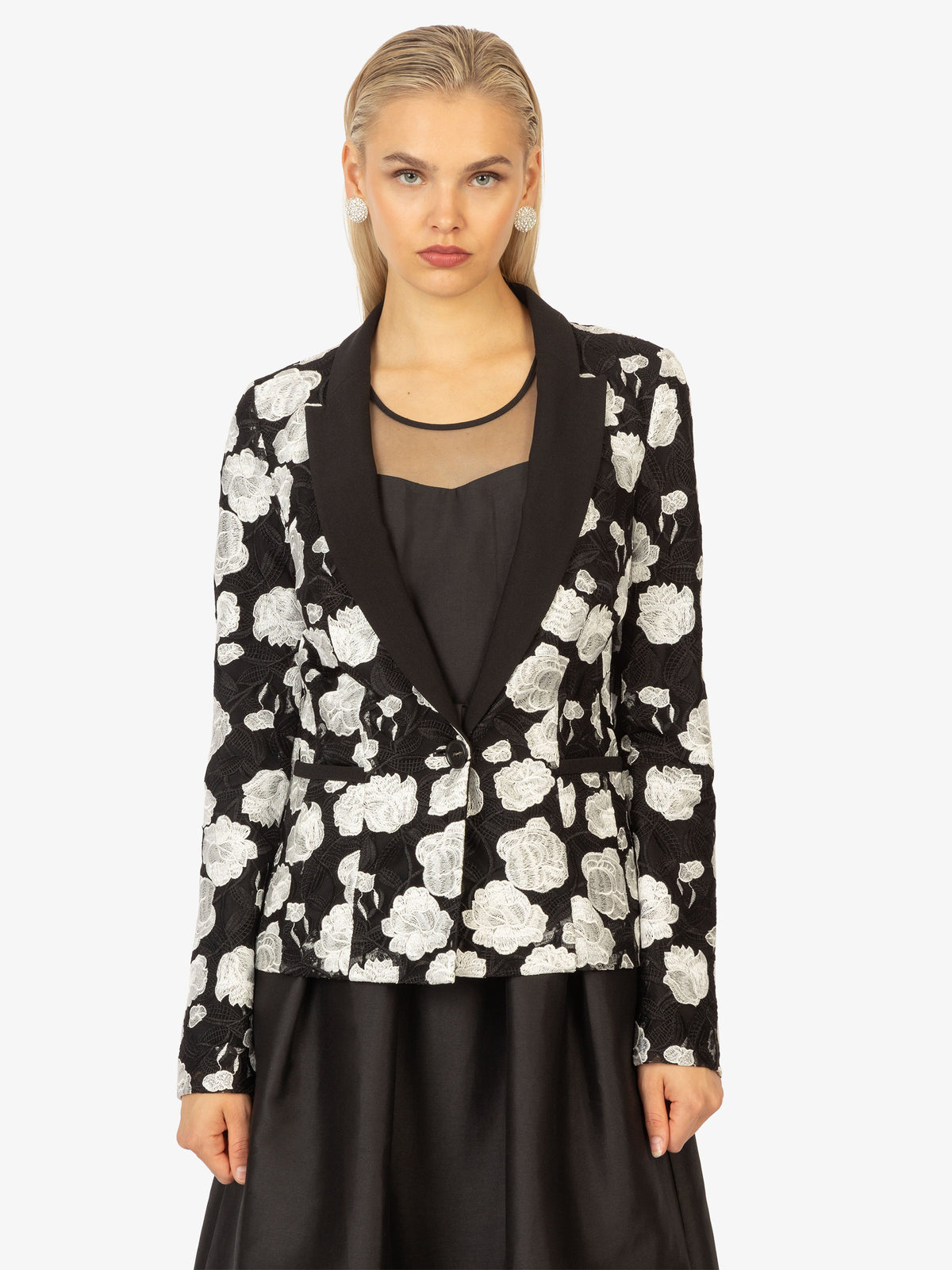 KRAIMOD eleganter Abendblazer mit Schalkragen | schwarz-weiß