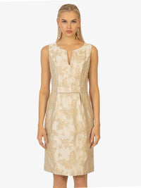 KRAIMOD Cocktailkleid elegantes Jacquard-Design mit V-Ausschnitt | gold