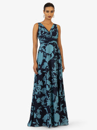 KRAIMOD Ärmelloses Abendkleid mit Drapierung | navy-hellblau
