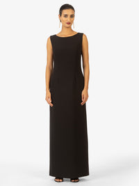 KRAIMOD Abendkleid mit Rückenschlitz und Rundhals | schwarz