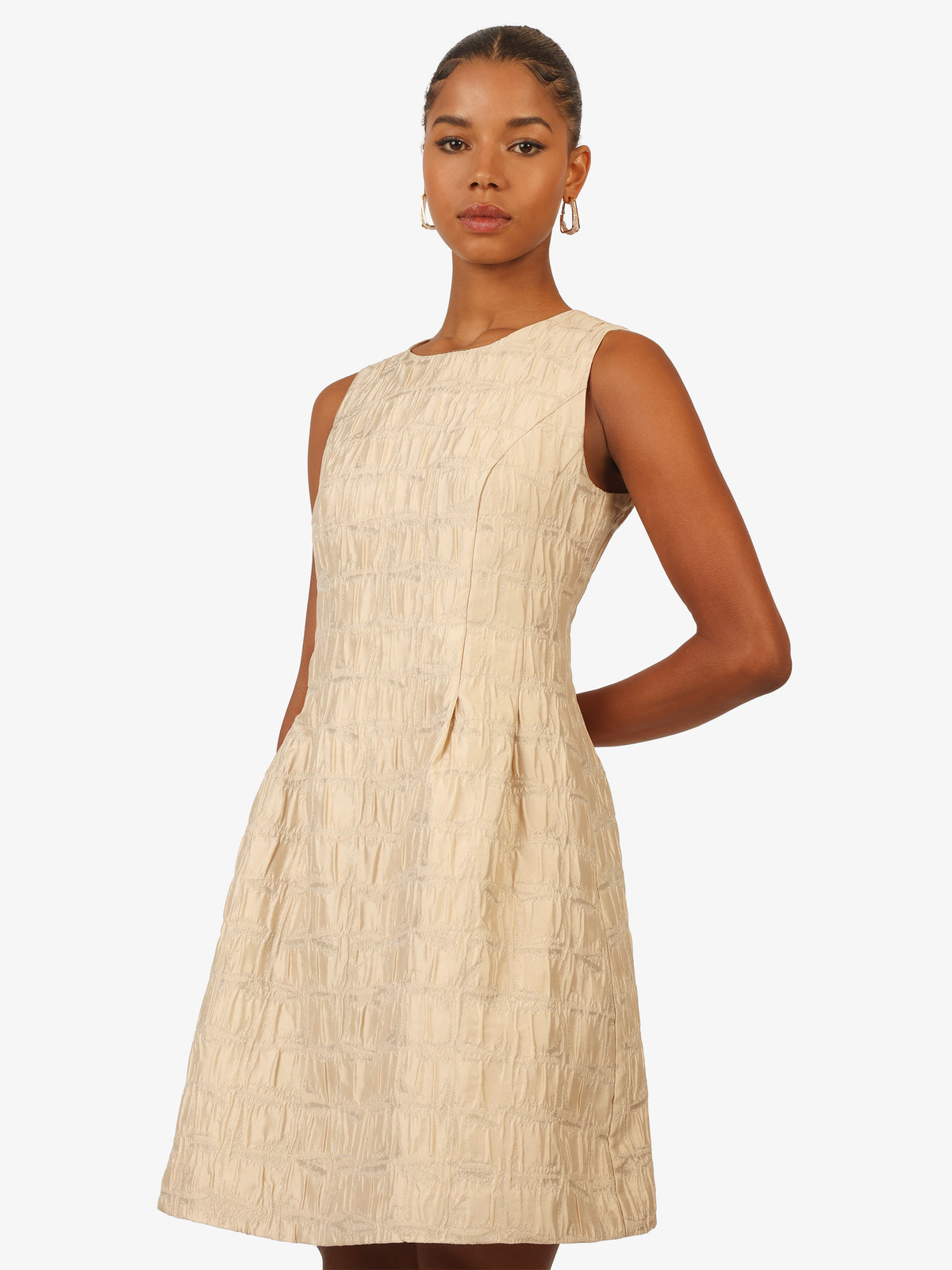 KRAIMOD Strukturiertes Cocktailkleid mit klassischem Schnitt | gold