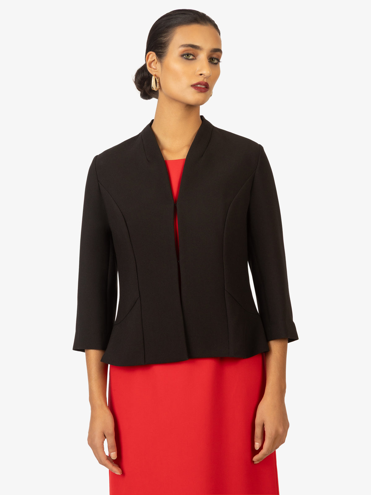 KRAIMOD Eleganter Blazer mit Dreiviertelärmeln | schwarz