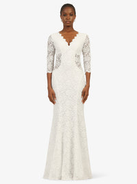 KRAIMOD Abendkleid mit V-Ausschnitt & 3/4-Ärmeln | weiss