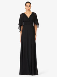 KRAIMOD Abendkleid mit Flügelärmeln & Falten-Top | schwarz