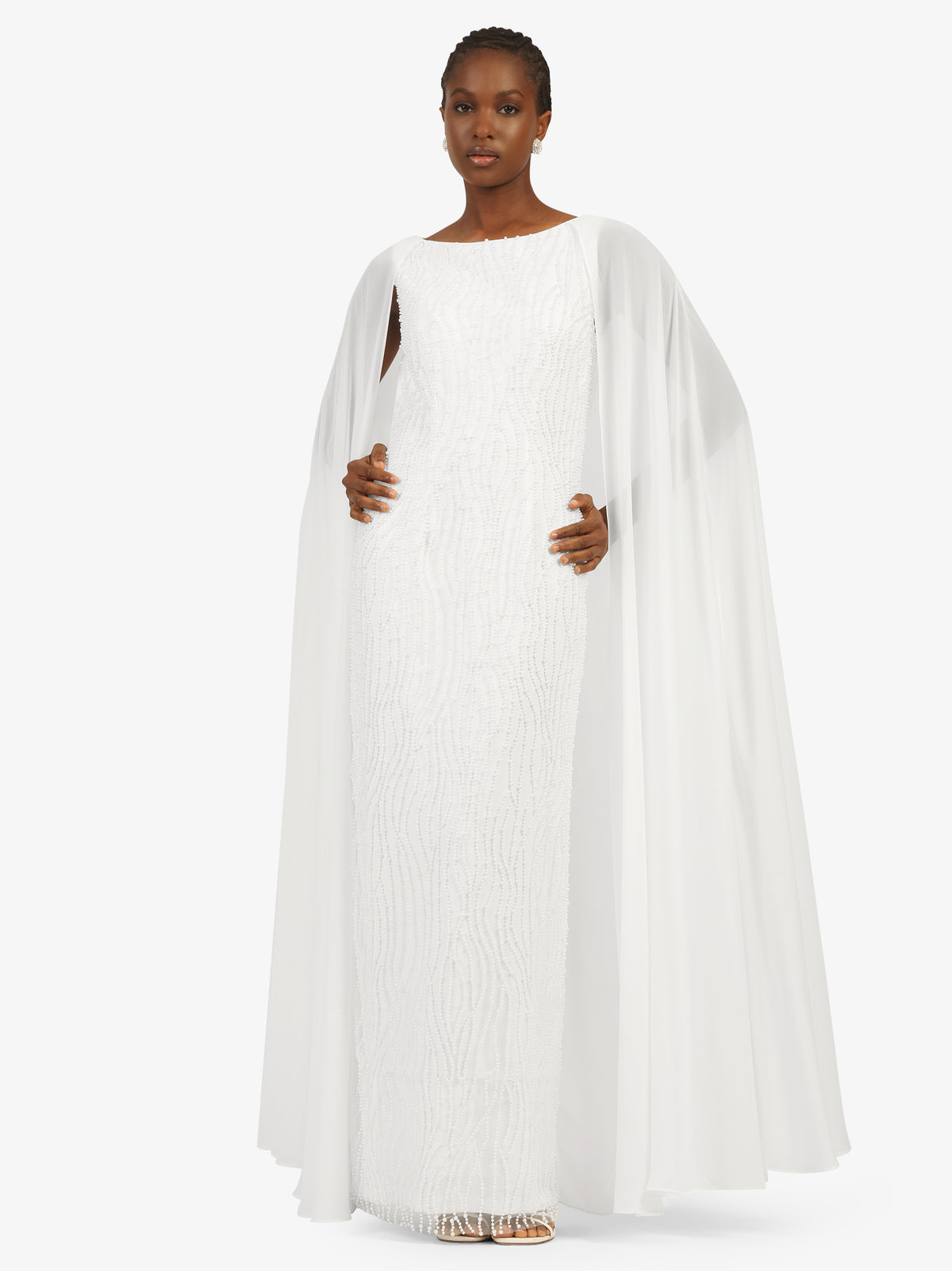 KRAIMOD Abendkleid mit Cape und zartem Glitzerdetail | weiss