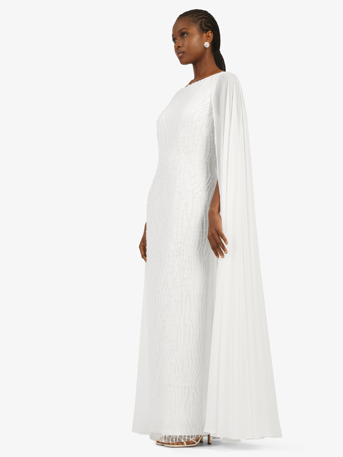 KRAIMOD Abendkleid mit Cape und zartem Glitzerdetail | weiss