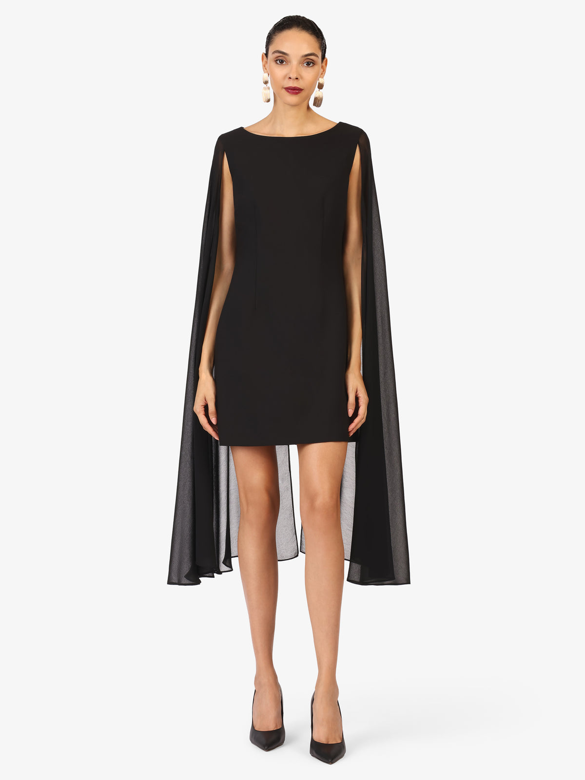 KRAIMOD Cocktailkleid mit Cape-Ärmeln | schwarz