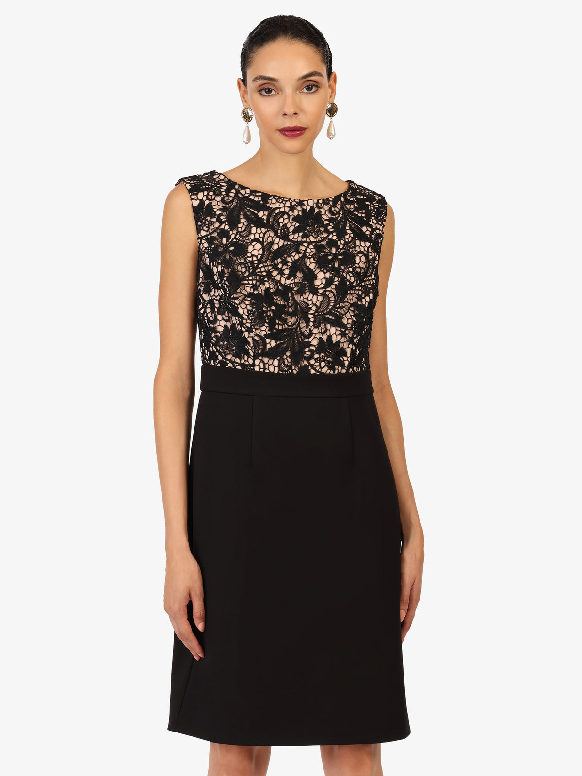 KRAIMOD Cocktailkleid mit floraler Spitzenoptik | schwarz-nude