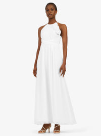 KRAIMOD Abendkleid mit Rosenapplikationen | weiss
