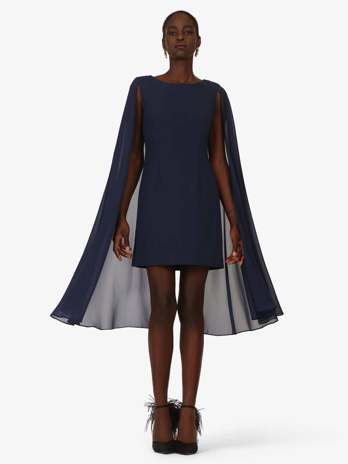 KRAIMOD Cocktailkleid mit Cape-Ärmeln | navy