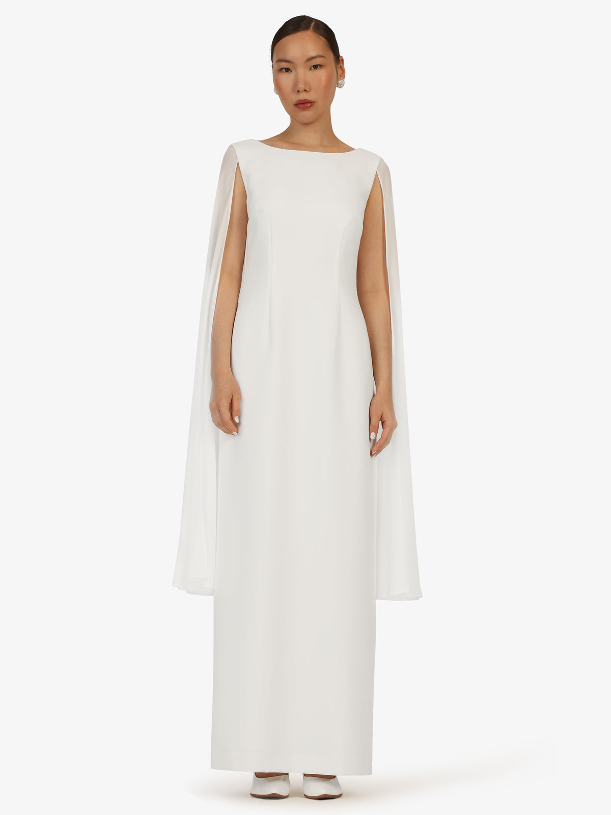 KRAIMOD Abendkleid mit Cape und Schlitz | creme