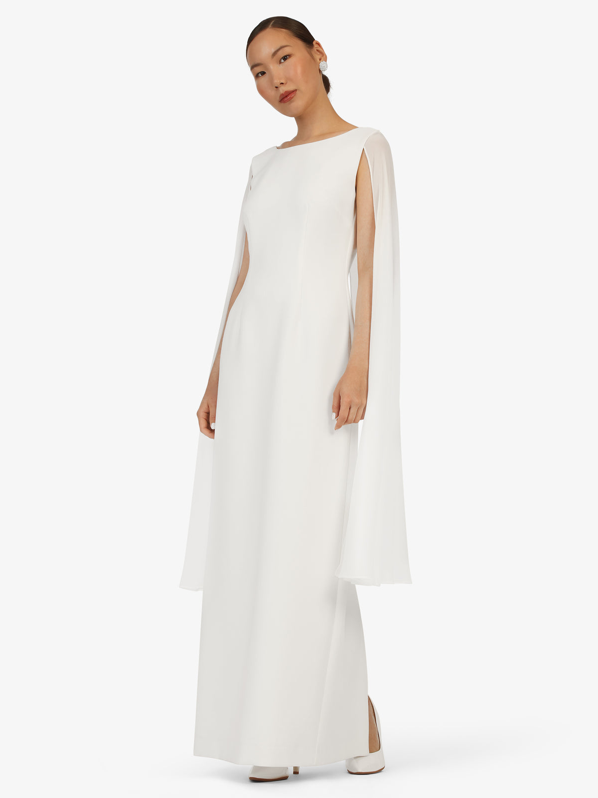 KRAIMOD Abendkleid mit Cape und Schlitz | creme
