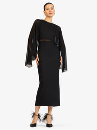 KRAIMOD Bandagekleid mit Chiffon-Cape | schwarz