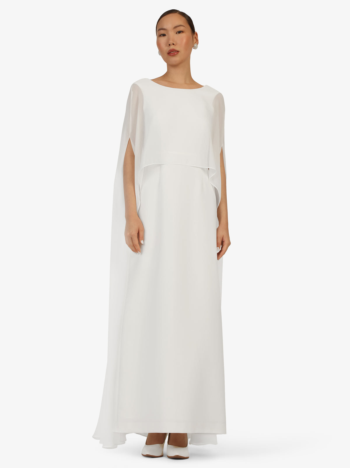 KRAIMOD Abendkleid mit Cape-Ärmeln | creme