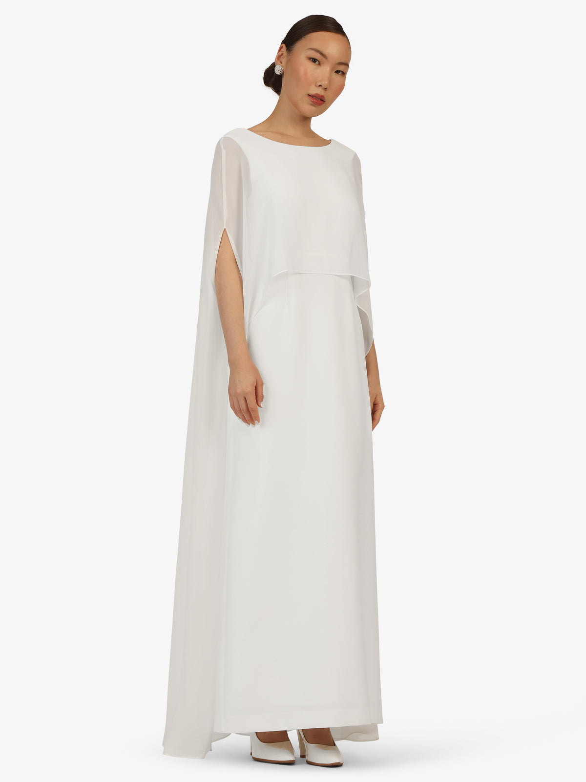 KRAIMOD Abendkleid mit Cape-Ärmeln | creme