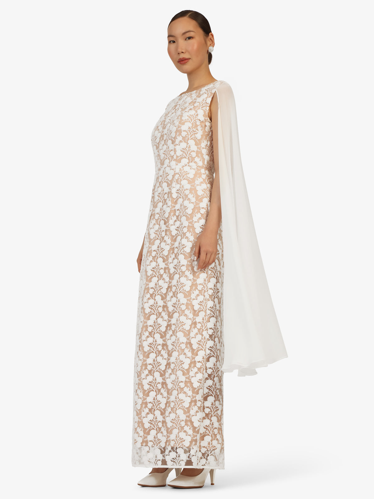 KRAIMOD Abendkleid mit Spitzenstruktur | weiss