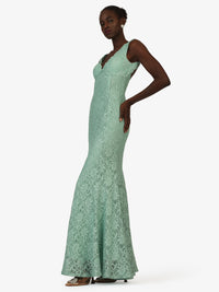 KRAIMOD Abendkleid mit V-Ausschnitt | hellgrün