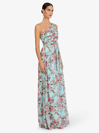 KRAIMOD Abendkleid mit floralem Print | aqua-pink-grün