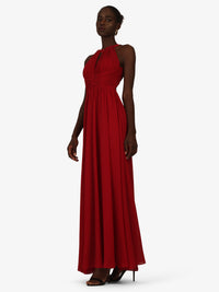 KRAIMOD Plissiertes Maxikleid mit Neckholder | cherry