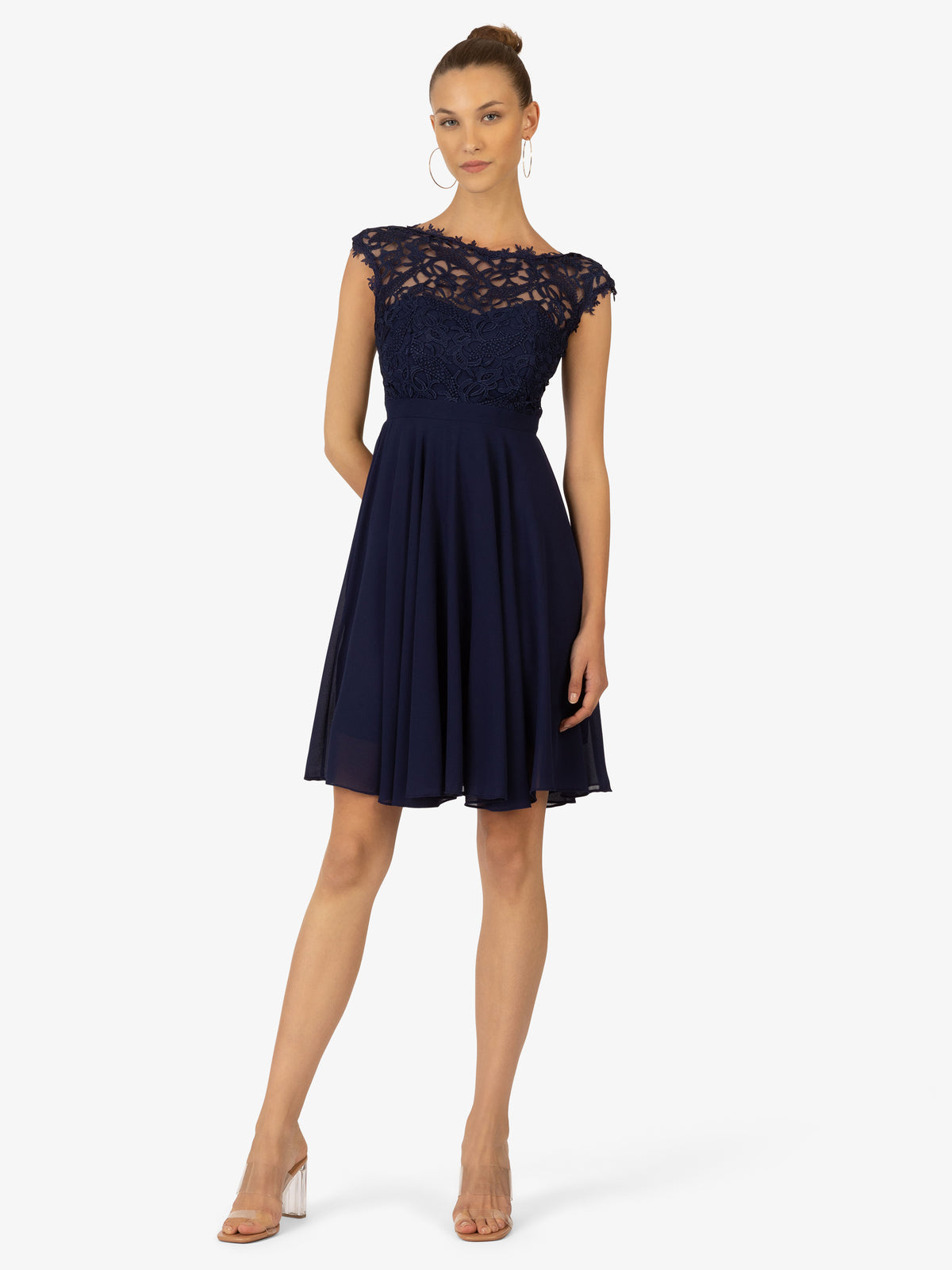 KRAIMOD Cocktailkleid aus Chiffon | dunkelblau