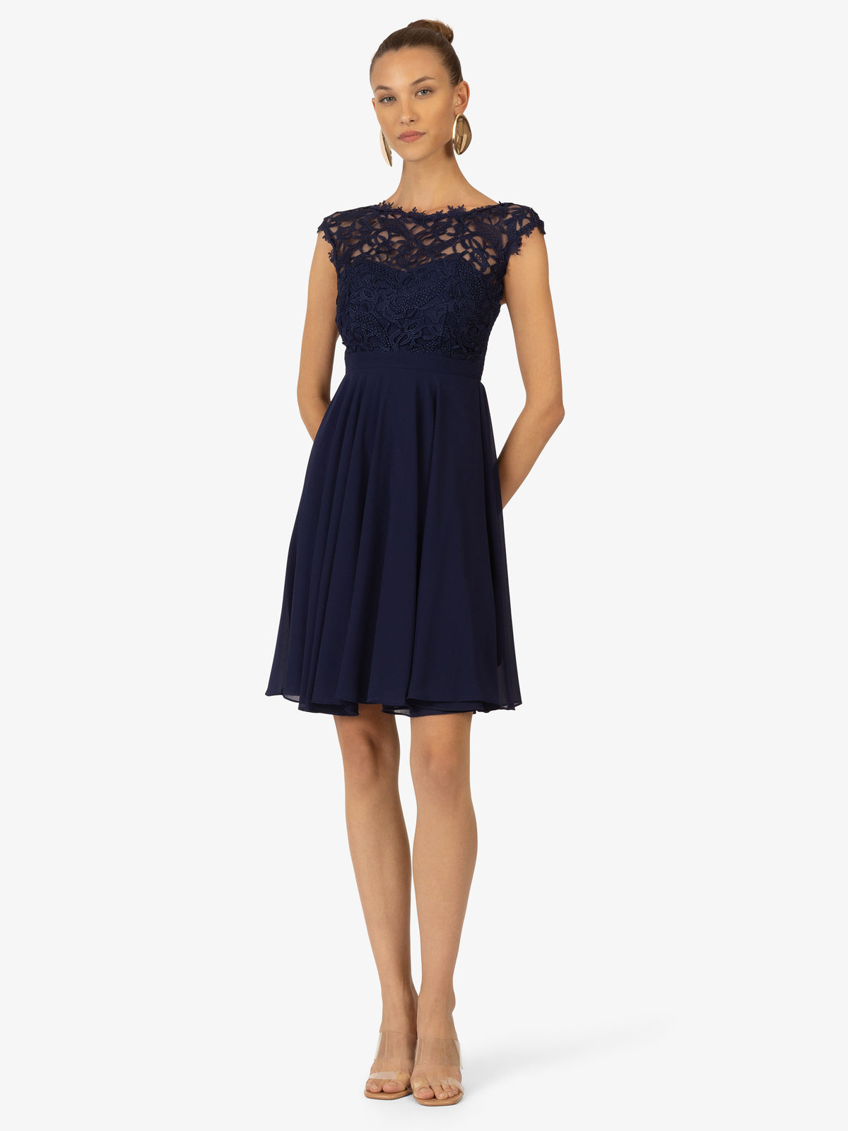 KRAIMOD Cocktailkleid aus Chiffon | dunkelblau
