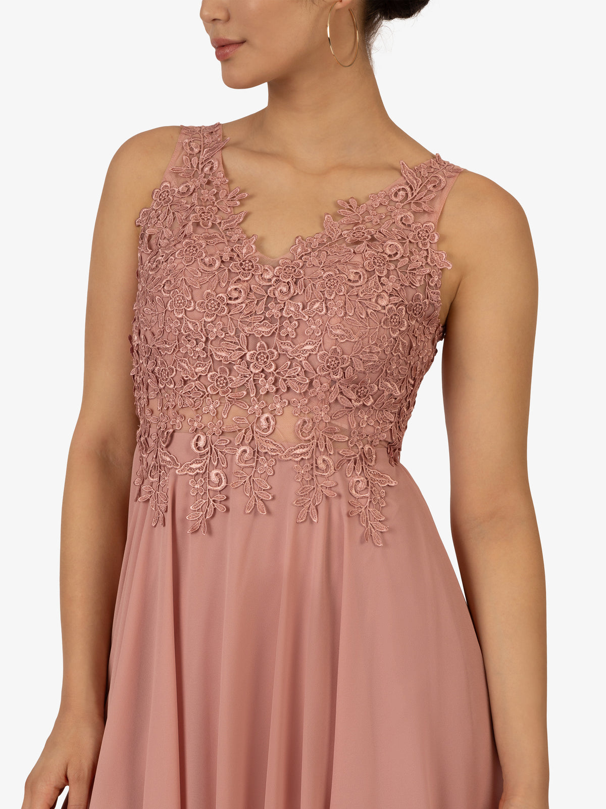 KRAIMOD Cocktailkleid aus Chiffon, Mesh und Spitze | hellpink