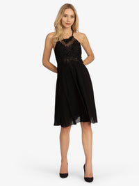 KRAIMOD Cocktailkleid aus Chiffon und Spitze | black