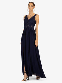 KRAIMOD Abendkleider mit Eye catching Blumendesign | navy