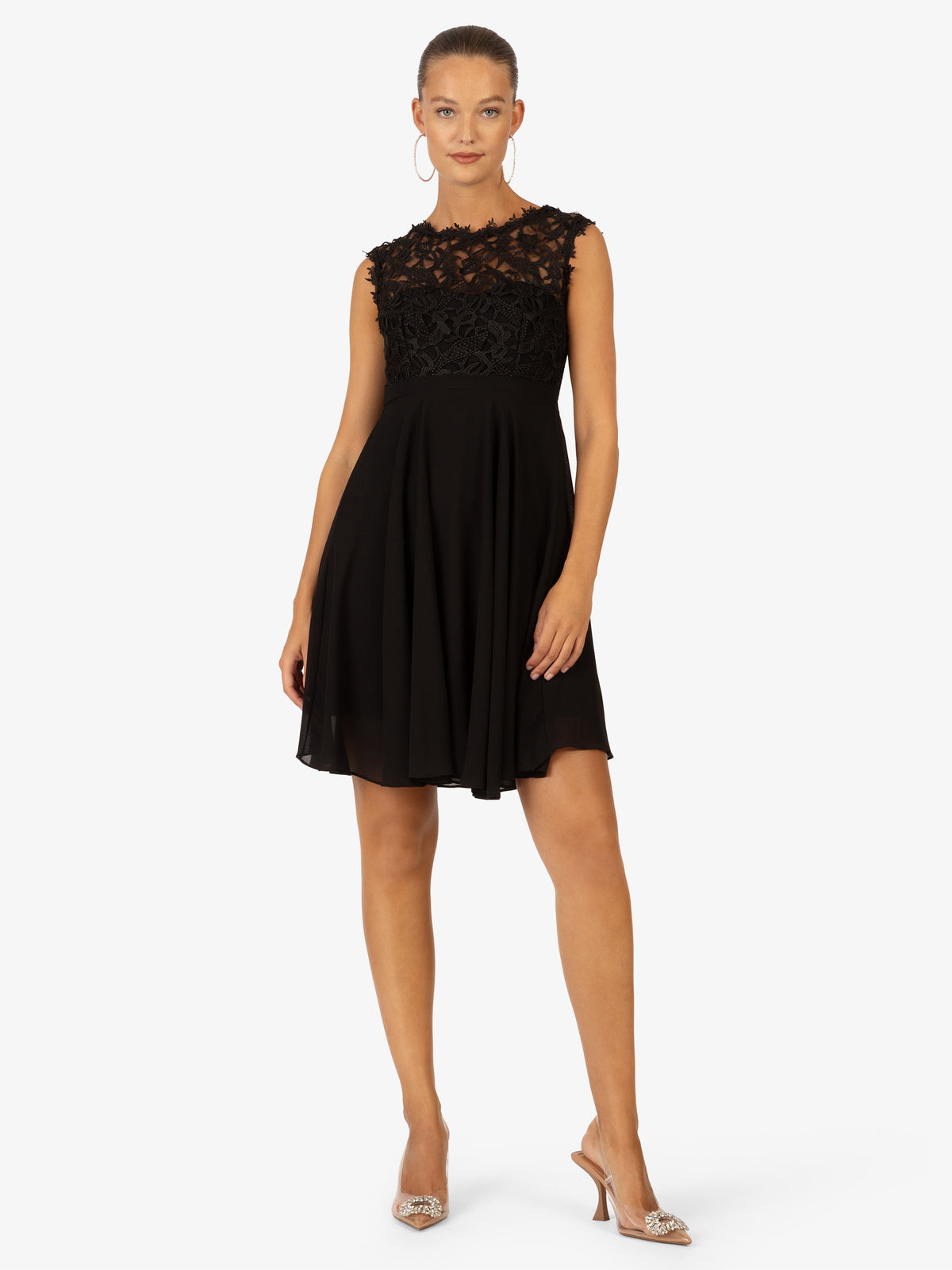 KRAIMOD Cocktailkleid aus Chiffon | schwarz