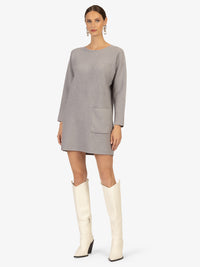 KRAIMOD Strickkleid mit Gerade saum | grau melange