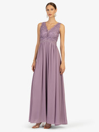 KRAIMOD Luxuriöses Abendkleid mit Schmuckperlen | lavendel