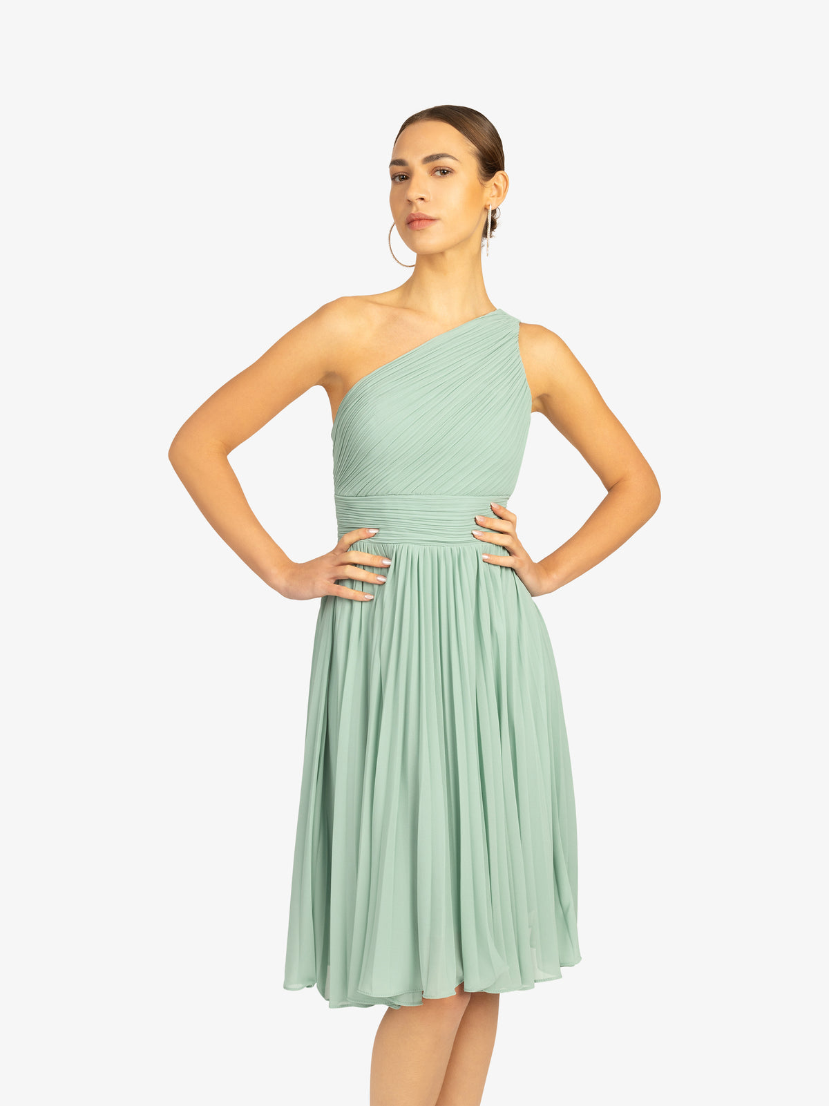 KRAIMOD Kleid aus hochwertigem Polyester-Gewebe | hellgrün