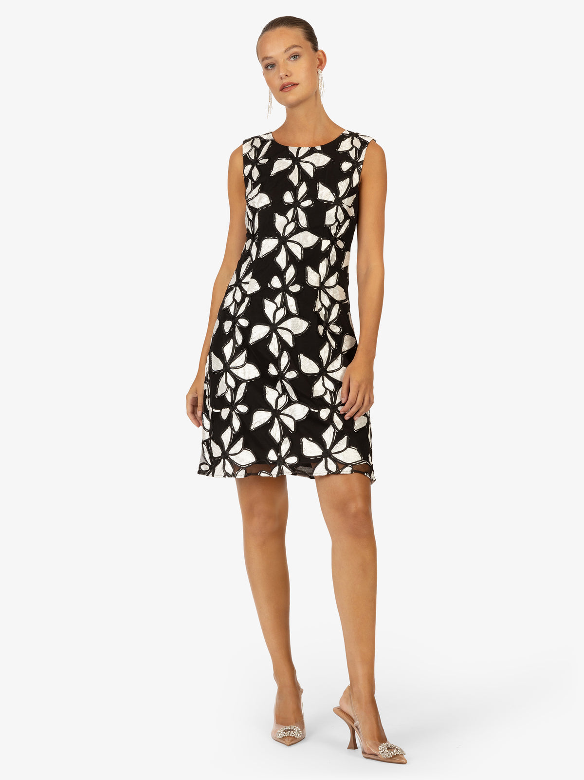 KRAIMOD Cocktailkleid mit Rundhalsausschnitt vorne | black-white