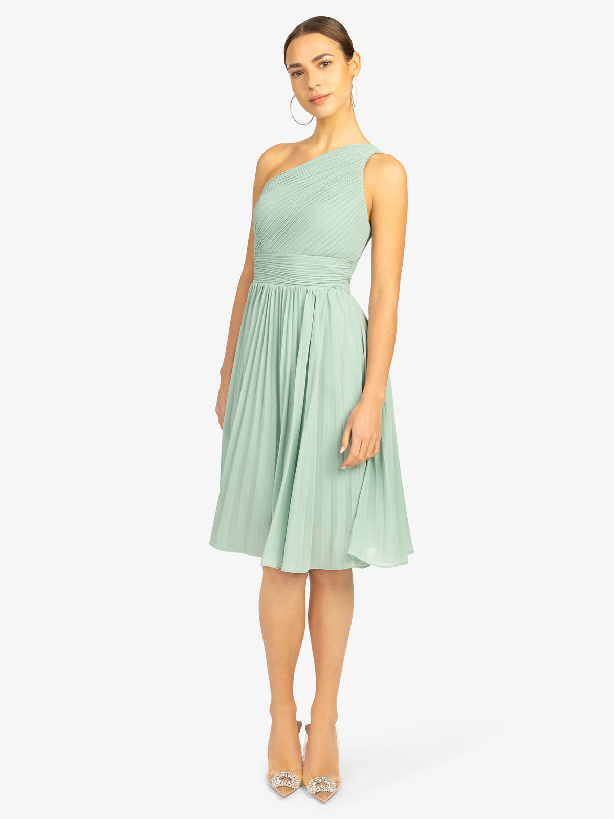KRAIMOD Kleid aus hochwertigem Polyester-Gewebe | hellgrün