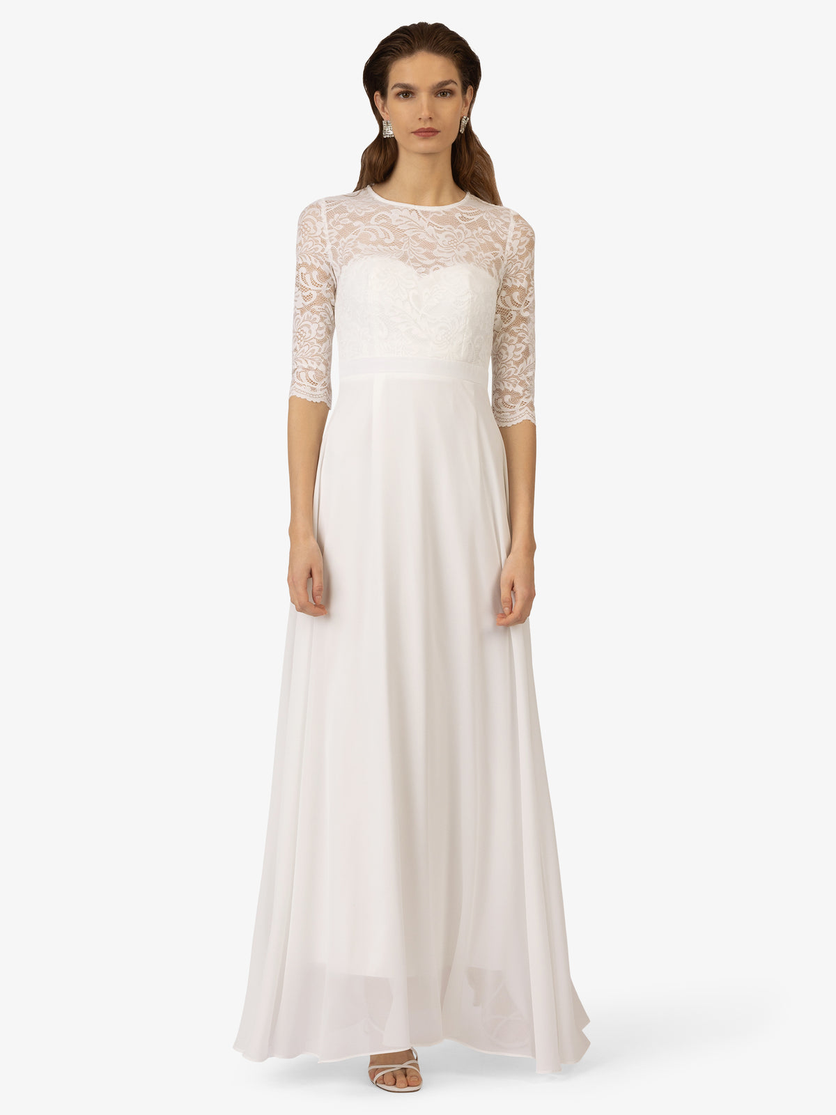 KRAIMOD Abendkleid mit Rundhalsausschnitt | weiss